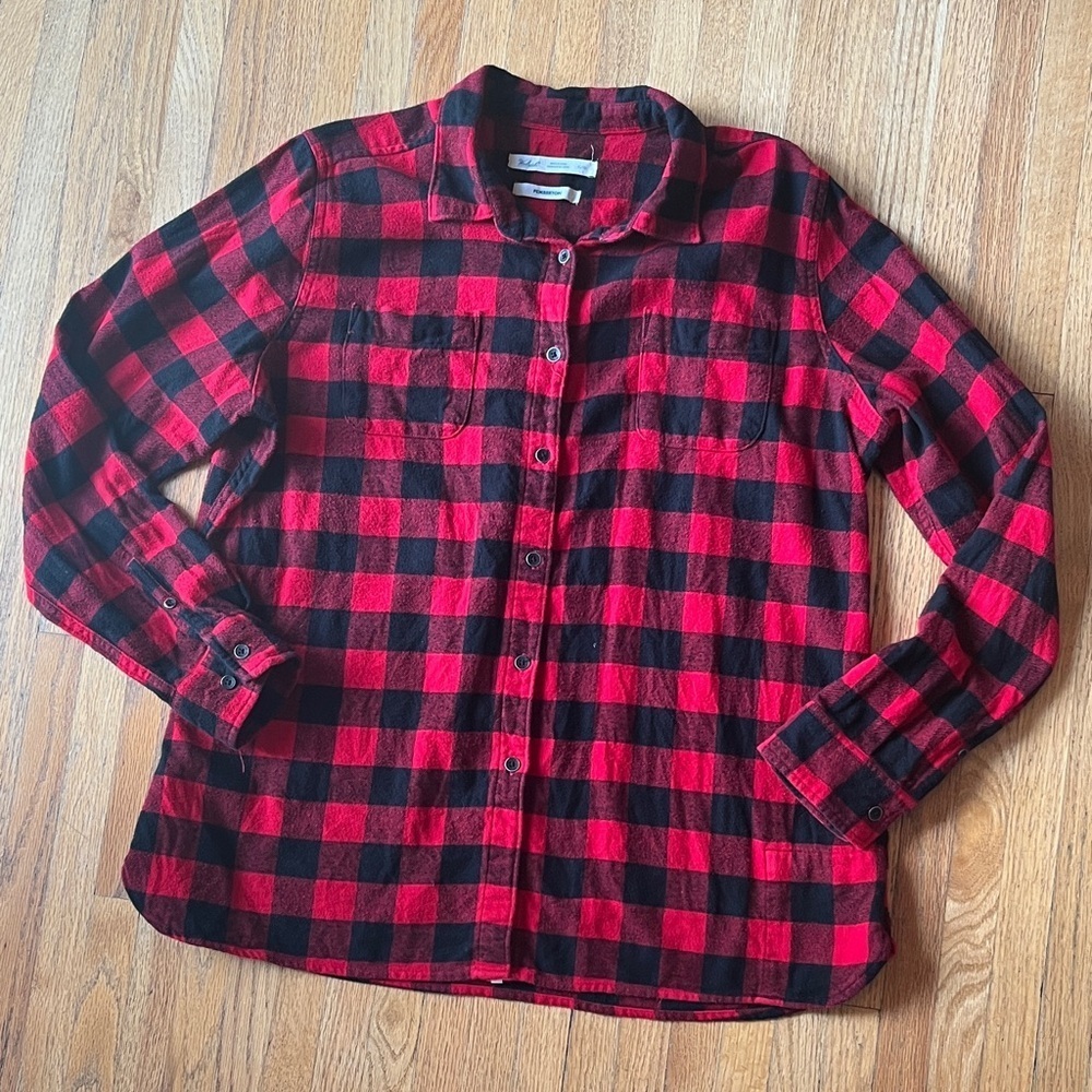 Woolrich Red and Black Plaid Flannel Shirt
